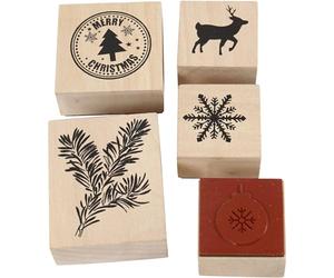 Creativ e 27573 - Juego de sellos de goma, 26 mm de altura, Navidad, 5 mezclados