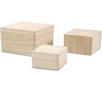 Creativ Empress Wood - Juego de 3 Cubos de Madera (5-6-8 cm)