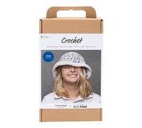 Creativ Kit de manualidades de ganchillo, azul, natural claro, amarillo, sombrero de pescador grueso, 1 paquete
