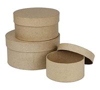 Creativ - Set de 3 cajas redondas de papel maché (10, 13 y 16 cm)
