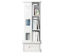 Creativa estantería de pie Sencilla estantería giratoria con cajones Amplio Espacio de Almacenamiento Seguridad y Durabilidad Adecuada para una Amplia Gama de Aplicaciones(Blanco,109 * 43cm)