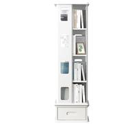 Creativa estantería de pie Sencilla estantería giratoria con cajones Amplio Espacio de Almacenamiento Seguridad y Durabilidad Adecuada para una Amplia Gama de Aplicaciones(Blanco,140 * 43cm)