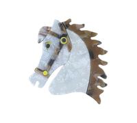 Creativa joya acrílica con forma de cabeza de caballo, inspirada en animales, que refleja la armonía entre el hombre y la naturaleza, este broche está hecho a mano, hecho de acrílico y pines de metal