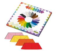 CreativaMente - Tarjetas precortadas y con guías de Plegado para Hacer Origami 3D, Color Rosa, Amarillo azolfo, Naranja Tropical, Rojo Escarlata 873