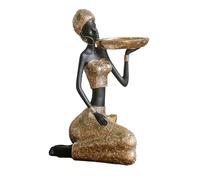 Creative African Woman Ashtray - Resin Black Gold Lady Bust Statue with Cigarette Holder, Decorative Ash Tray for Home Patio, Office Desk and Living Room Decor(African Women's Candlestick Type A)