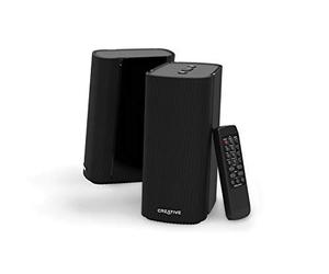 CREATIVE Altavoces compactos de escritorio T100 2.0 de alta fidelidad, hasta 80 W de potencia máxima con Bluetooth 5.0, entrada óptica, entrada auxiliar, amplio escenario de sonido y claridad de audio