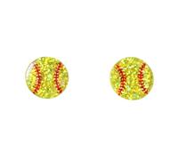 Creative Ball - Pendientes de tuerca deportivos con purpurina acrílica brillante para baloncesto, voleibol, béisbol, fútbol americano, para mujer, Metal, Acrílico