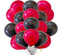 Creative Balloons Juego de globos de 5 pulgadas de combinación de 2 colores, globos negros y rojos para cumpleaños, festivales, bodas, compromisos, fiestas, decoración, paquete de 30