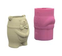 Creative Bear - Maceta de silicona resistente para manualidades artísticas de cemento fundido para el hogar y el jardín, diseños creativos de soporte para bolígrafos