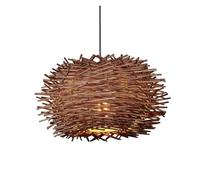Creative Bird's Nest Chandelier Curved Hanging Lamp Beige Indoor Droplight Lighting Fixture Southeast Asia Style Pendant Light for Kitchen Dining Living Room Bedroom(Brown,60cm)