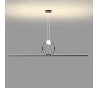 Creative Black Linear Brass Pendant Light, Strip Copper Hanging Lights with Crystal Decoration, LED Living Room Decorative Lighting Atmosphere Lamp, Kitchen Island Chandeliers