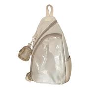 Creative - Bolso bandolera para niña con capa transparente, casual, ideal para festivales y compras, White, One Size