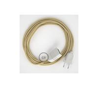 creative cables Alargador eléctrico con Cable Textil RN06 Jute 2P 10A Made in Italy. - 3 Metros, Blanco