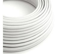 Cable eléctrico redondo para exteriores recubierto en tejido Efecto Seda Blanco SM01 - compatible con el sistema EIVA IP65-10 Metros