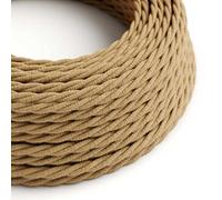 Creative-Cables Cable eléctrico original revestido en tejido 2 x 0,75 mm² (50 m, TN06 Yute natural) - Trenzado, yute - Seguridad certificada, made in Italy