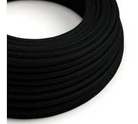 creative cables Cable Eléctrico Redondo Recubierto en Algodón Color Sólido Negro RC04-5 Metros, 2x0.75
