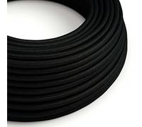 creative cables Cable Eléctrico Redondo Recubierto en Tejido Efecto Seda Color Sólido, Negro RM04-5 Metros, 2x0.75