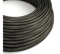 Creative-Cables Cable eléctrico original revestido en tejido 2 x 0,75 mm² (5 m, Negro-Gris ERM67) - Redondo, efecto seda - Seguridad certificada, made in Italy
