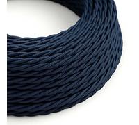 creative cables Cable Textil Flexible Eléctrico Trenzado para iluminación TM20 Azul Oscuro - 1 Metro, 2x0.75