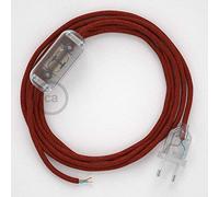 creative cables Cableado para lámpara, Cable RL09 Efecto Seda Glitter Rojo 1,8m. Elige tu el Color de la Clavija y del Interruptor! - Transparente