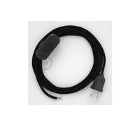creative cables Cableado para lámpara, Cable RM04 Efecto Seda Negro 1,8m. Elige tu el Color de la Clavija y del Interruptor! - Negro