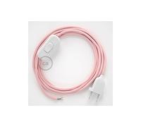 creative cables Cableado para lámpara, Cable RM16 Efecto Seda Rosa Bebé 1,8m. Elige tu el Color de la Clavija y del Interruptor! - Blanco