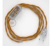 creative cables Cableado para lámpara, Cable TM05 Efecto Seda Dorado 1,8m. Elige tu el Color de la Clavija y del Interruptor! - Transparente
