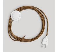 creative cables Cableado para lámpara de pie, Cable RL22 Efecto Seda Glitter Cobre 3 m. Elige tu el Color de la Clavija y del Interruptor! - Blanco
