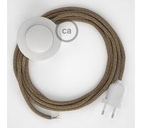 creative cables Cableado para lámpara de pie, Cable RS82 Algodón y Lino Natural Marrón 3 m. Elige tu el Color de la Clavija y del Interruptor! - Blanco