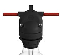 creative cables Eiva-2, portalámparas de Exterior con Doble Salida IP65, Casquillo E27 - Negro