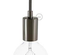 creative cables KBM4011BR Kit portalámparas E27 Cilindro con Vaso y Sujetacables cilíndrico, Negro Perla