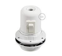 Creative cables E27 - Kit de casquillo de baquelita con tuerca doble anillo para pantalla e interruptor, color blanco