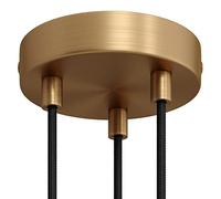 creative cables Kit rosetón cilíndrico de Metal 3 Agujeros - Cilíndrico, Latón Satinado