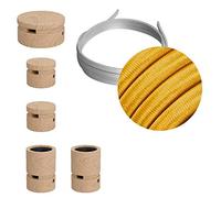 creative cables Kit Wiggle Filé System - con 3m cable textil guirnalda y 5 accesorios de madera - CM05