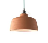 Pantalla Copa de cerámica, colección Materia - Fabricado en Italia - Terracota rayado - Blanco