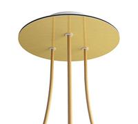 creative cables Rosetón Rose-One Redondo, diámetro 200 mm con 3 Agujeros y 4 Agujeros Laterales - Latón Satinado, Blanco