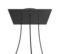 creative cables Rosetón XXL Rose-One Cuadrado, 400 mm con 3 Agujeros y 4 Agujeros Laterales - Negro Mate, Negro