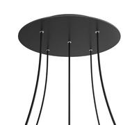 creative cables Rosetón XXL Rose-One Redondo, diámetro 400 mm con 5 Agujeros y 4 Agujeros Laterales - Negro Mate, Neg