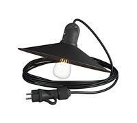 creative cables Snake Eiva con Pantalla Swing, lámpara portátil de Exterior, Cable Textil de 5m, portalámparas IP65 Resistente al Agua y Enchufe - con Bombilla, Negro