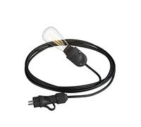 creative cables Snake Eiva, lámpara portátil para exterior, 5 m cable textil, portalámparas IP65 resistente al agua y enchufe - Con bombilla, Negro