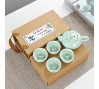 Creative Carp Ice Crack - Juego de viaje de té chino Kung Fu, tetera portátil de cerámica, tetera de porcelana, tazas de té de Gaiwán, juego de té de viaje para amantes del té (juego de 5 piezas)
