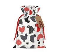 Creative Cartoon Chicken Christmas Drawstring Linen Gift Bag Storage Bag Suitable For Christmas Birthday Gift Packaging