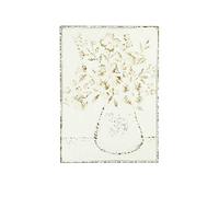 Creative Co-op 24" H Embossed Flowers in Vase Distressed Metal Wall Décor Decoración de Pared, Dorado