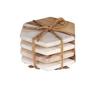 Creative Co-op DA6336 Juego de Posavasos hexagonales de mármol y Madera, Multicolor