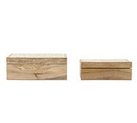 Creative Co-op Misc - Almacenamiento sin alimentos, 100% madera, blanco, juego de 2 tamaños