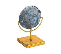Creative Co-Op Stone Slice on Stand Rebanada Decorativa de Piedra de ágata en Soporte de Metal, Azul