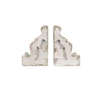 Creative Co-Op Sujetalibros Decorativos de Magnesia Envejecida, Color Blanco, Juego de 2