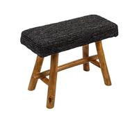 Creative Co-Op Taburete tejido Mendong y madera de teca, color negro