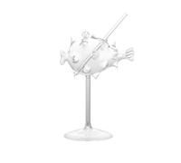 Creative Cocktail Glass - Porcupine Fish/Swan/Rose/Octopus/Bird Design, Novelty Drink Cup for KTV Bar Night Party(Porcupine Fish 195ml)