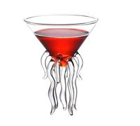 Creative Cocktail Glass - Porcupine Fish/Swan/Rose/Octopus/Bird Design, Novelty Drink Cup for KTV Bar Night Party(Octopus 120ml)